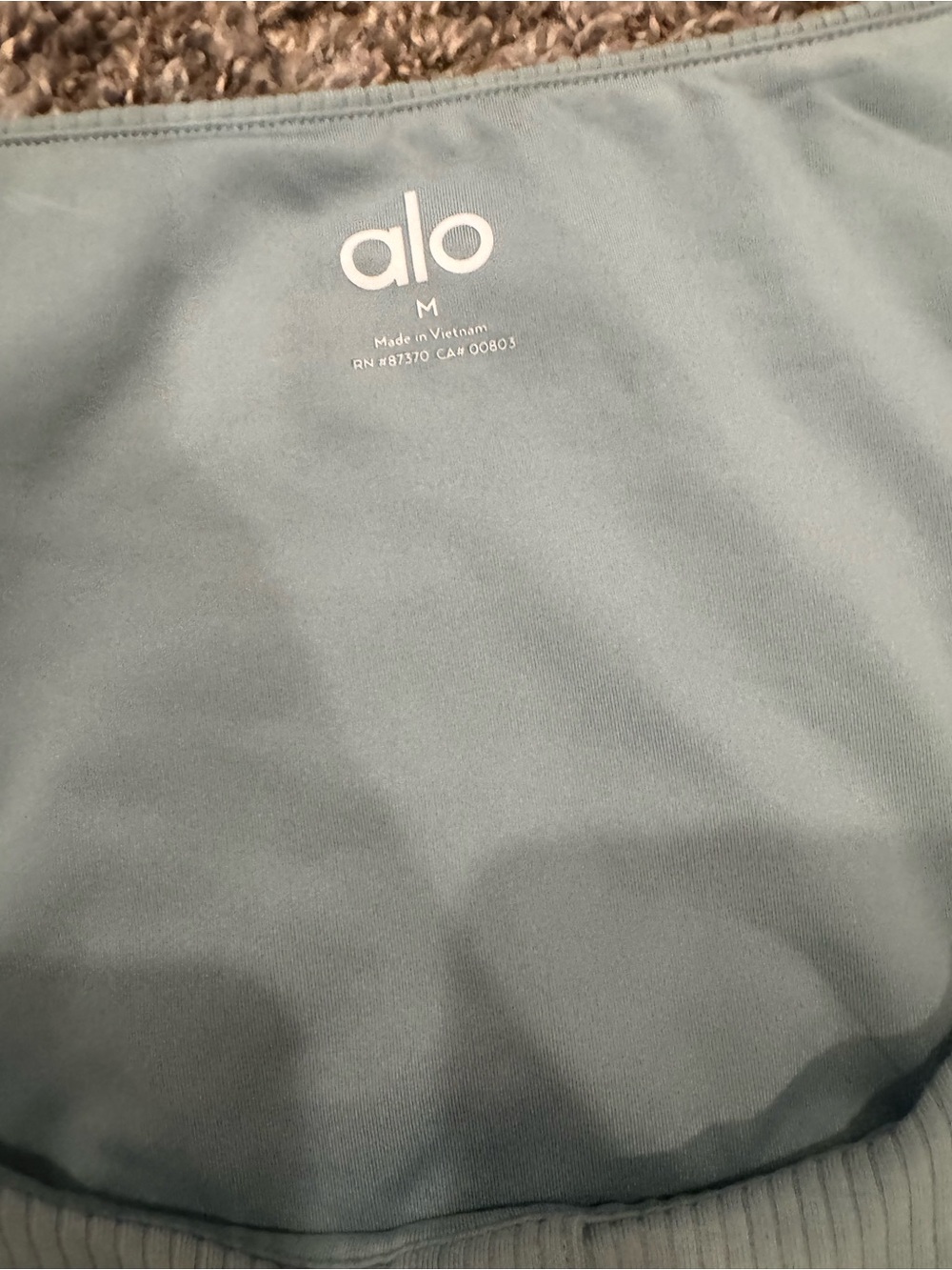 ALO Yoga Ribbed Scoop Crop Top in Light Blue - Picture 2 of 4